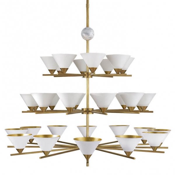 Люстра Cleo Three-tier Chandelier Латунь Белый Люстра Cleo Three-tier Chandelier Латунь Белый в Рязани | Loft Concept