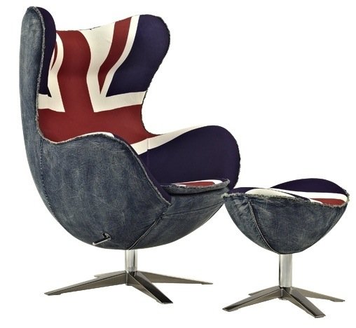 Кресло яйцо Egg Union Jack Denim Кресло яйцо Egg Union Jack Denim в Рязани | Loft Concept