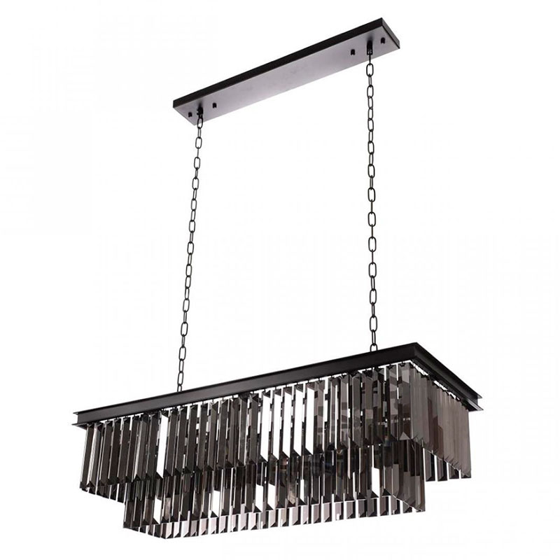 Прямоугольная Люстра RH 1920s Odeon Black iron Серое Стекло Длина 80 см Черный Серый Прямоугольная Люстра RH 1920s Odeon Black iron Серое Стекло Длина 80 см Черный Серый в Рязани | Loft Concept
