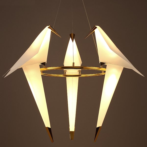 Люстра Origami Bird Chandelier 3 Бежево-серый Золотой Люстра Origami Bird Chandelier 3 Бежево-серый Золотой в Рязани | Loft Concept