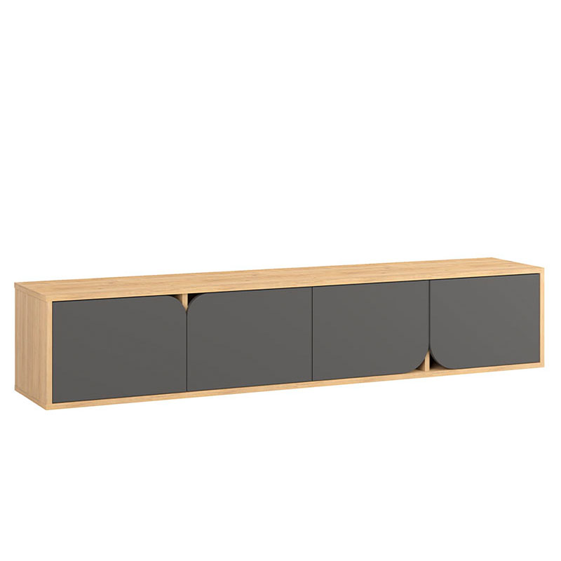 ТВ-тумба подвесная цвета древесины с 4-мя темно-серыми дверцами SPARK TV STAND OAK ANTHRACITE Серый Древесина ТВ-тумба подвесная цвета древесины с 4-мя темно-серыми дверцами SPARK TV STAND OAK ANTHRACITE Серый Древесина в Рязани | Loft Concept