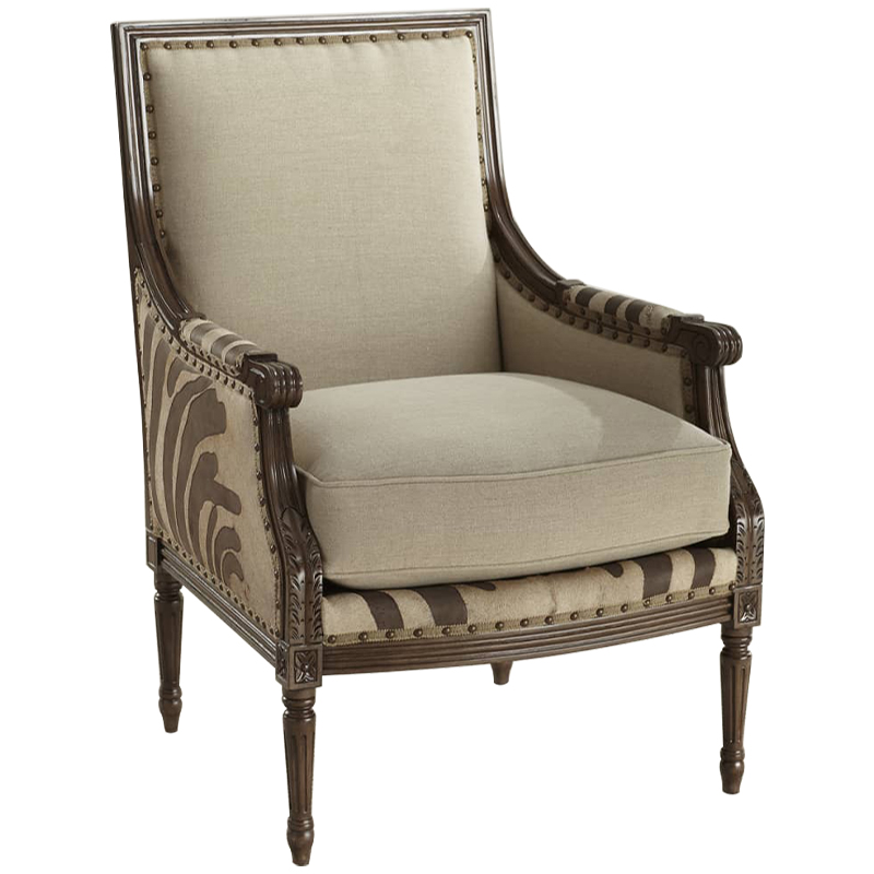 Кресло Massoud Annie Zebra Washed Leather Linen Chair Коричневый Бежево-серый Кресло Massoud Annie Zebra Washed Leather Linen Chair Коричневый Бежево-серый в Рязани | Loft Concept