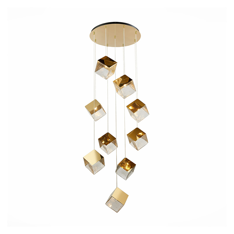 Потолочная люстра Pyrite Chandelier gold cube 9 Золотой Прозрачный Потолочная люстра Pyrite Chandelier gold cube 9 Золотой Прозрачный в Рязани | Loft Concept