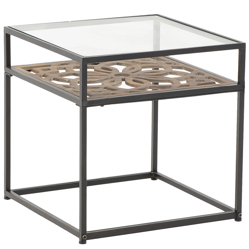 Приставной стол Provence Lace Table Древесина Черный Прозрачное Стекло в Рязани | Loft Concept 