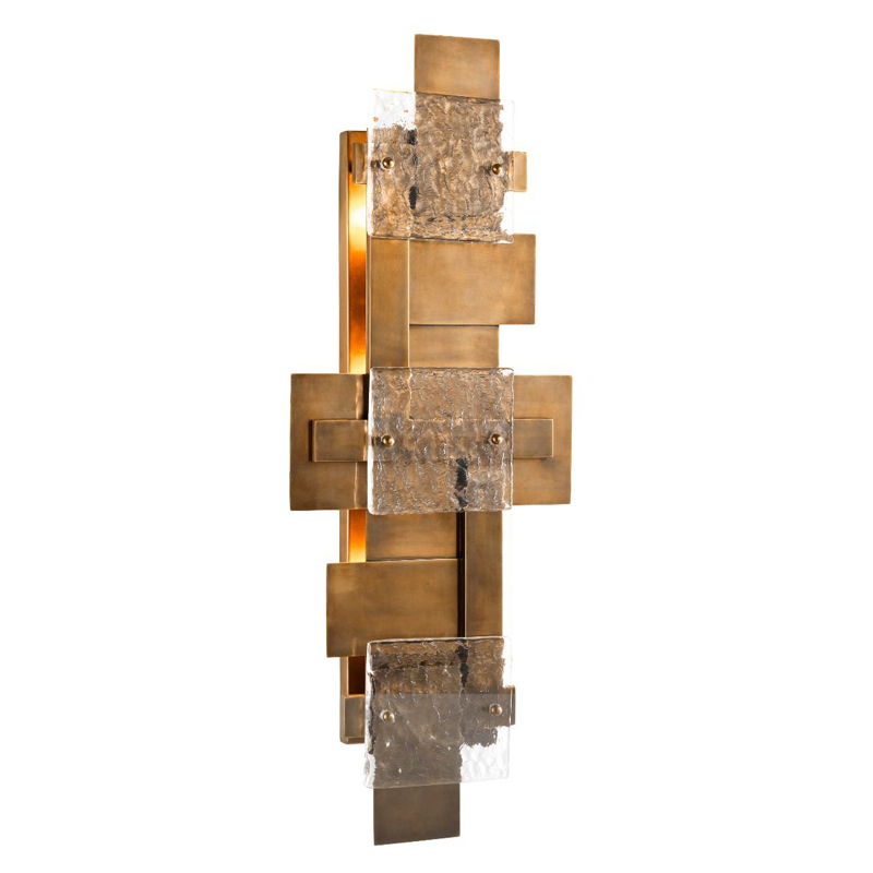 Бра Eichholtz Wall Lamp Langham Прозрачный Винтажная латунь Бра Eichholtz Wall Lamp Langham Прозрачный Винтажная латунь в Рязани | Loft Concept