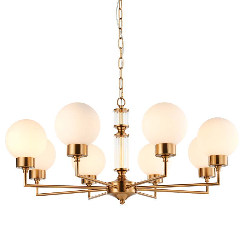 Люстра Zibille Chandelier Brass 78 Латунь Белое матовое стекло Прозрачный Люстра Zibille Chandelier Brass 78 Латунь Белое матовое стекло Прозрачный в Рязани | Loft Concept