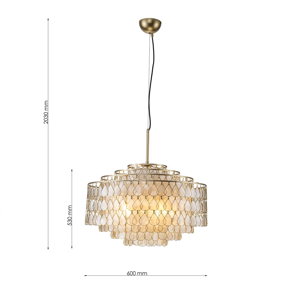 Люстра многоярусная с декором из натуральной морской ракушки Iridescent Light в Рязани