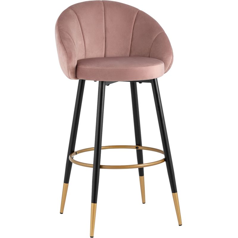 Барный Стул Alberto Chair Розовый Велюр Розовый пастельный Черный Золотой Барный Стул Alberto Chair Розовый Велюр Розовый пастельный Черный Золотой в Рязани | Loft Concept