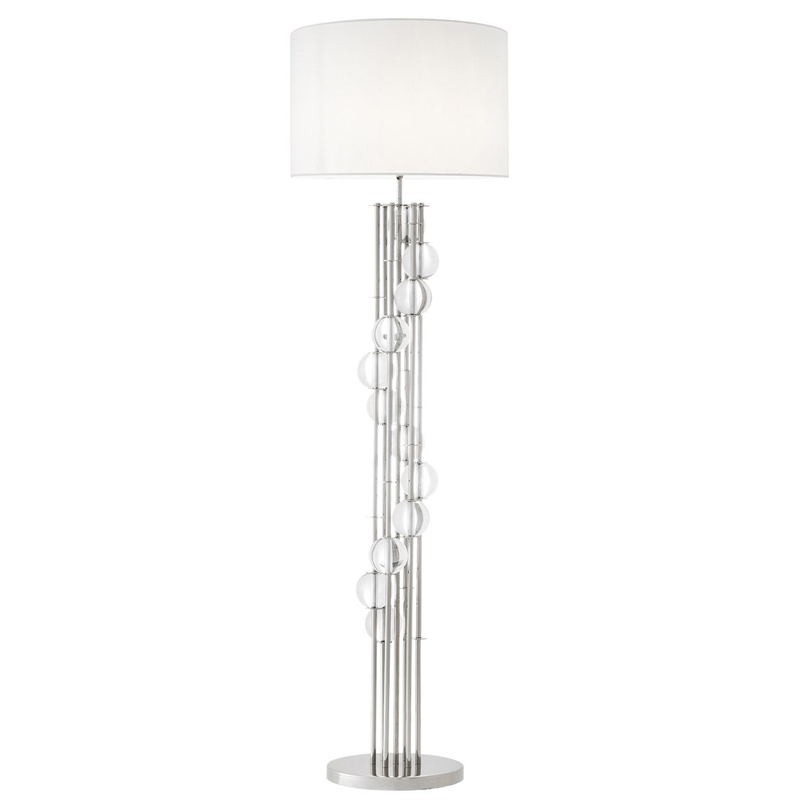 Торшер Eichholtz Floor Lamp Lorenzo Nickel & white Никель Белый Прозрачный Торшер Eichholtz Floor Lamp Lorenzo Nickel & white Никель Белый Прозрачный в Рязани | Loft Concept