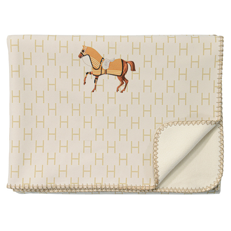 Плед Hermes Pattern Horse Plaid Бежевый Коричневый Плед Hermes Pattern Horse Plaid Бежевый Коричневый в Рязани | Loft Concept