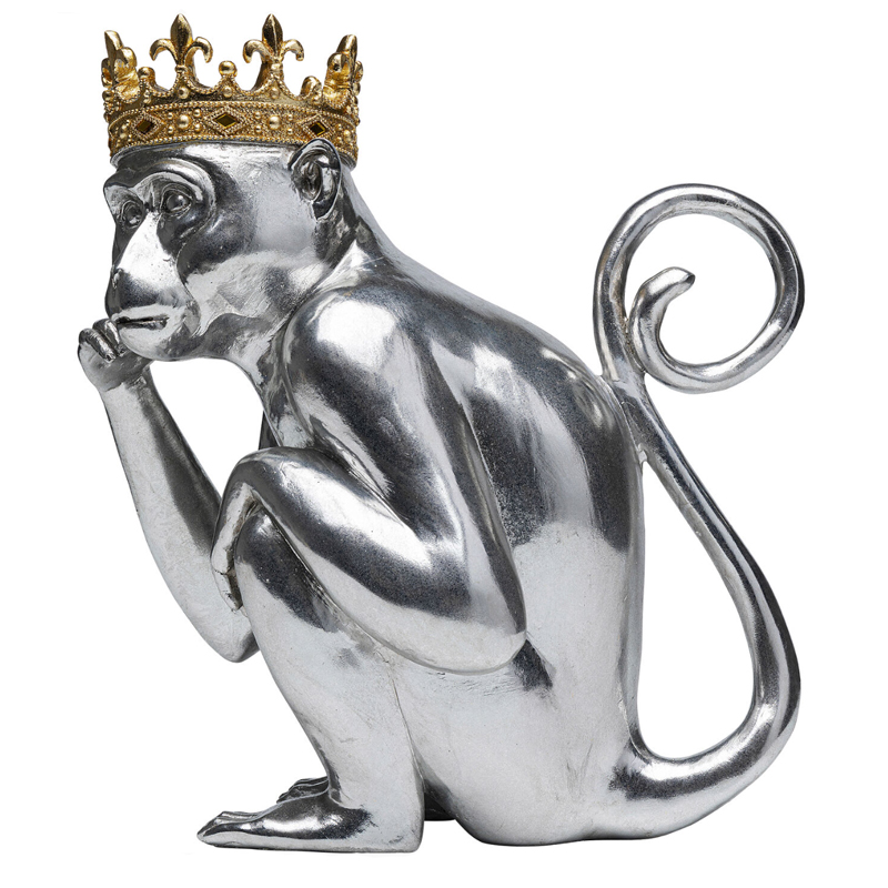 Статуэтка обезьяна в короне серебряная Golden Monkey Сатиновое Серебро  Золотой в Рязани | Loft Concept 