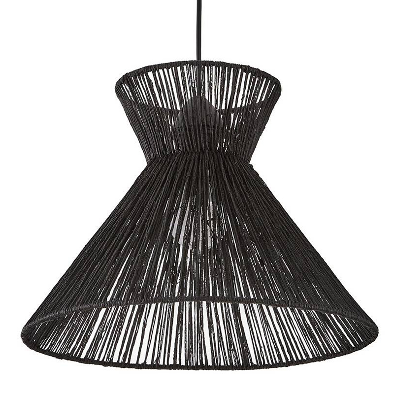 Подвесной светильник Signe Wicker Hemp Black Horn Черный Подвесной светильник Signe Wicker Hemp Black Horn Черный в Рязани | Loft Concept