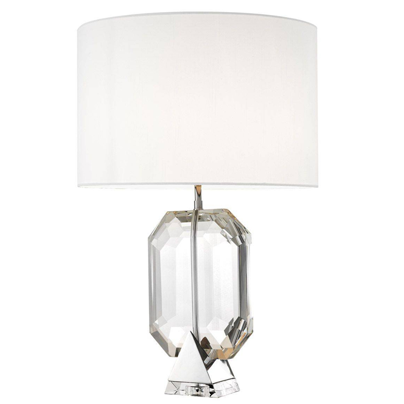 Настольная лампа Eichholtz Table Lamp Emerald Nickel & white Белый Никель Прозрачный Настольная лампа Eichholtz Table Lamp Emerald Nickel & white Белый Никель Прозрачный в Рязани | Loft Concept