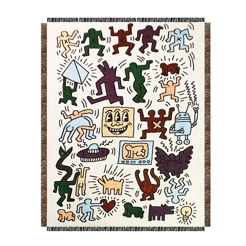 Покрывало граффити Кит Харинг Keith Haring Bed Сover Мульти Покрывало граффити Кит Харинг Keith Haring Bed Сover Мульти в Рязани | Loft Concept