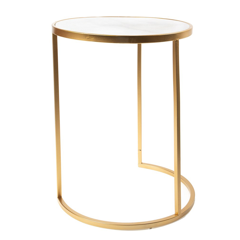 Приставной стол Round Table Marble gold белый мрамор Белый Мрамор Bianco Золотой Приставной стол Round Table Marble gold белый мрамор Белый Мрамор Bianco Золотой в Рязани | Loft Concept