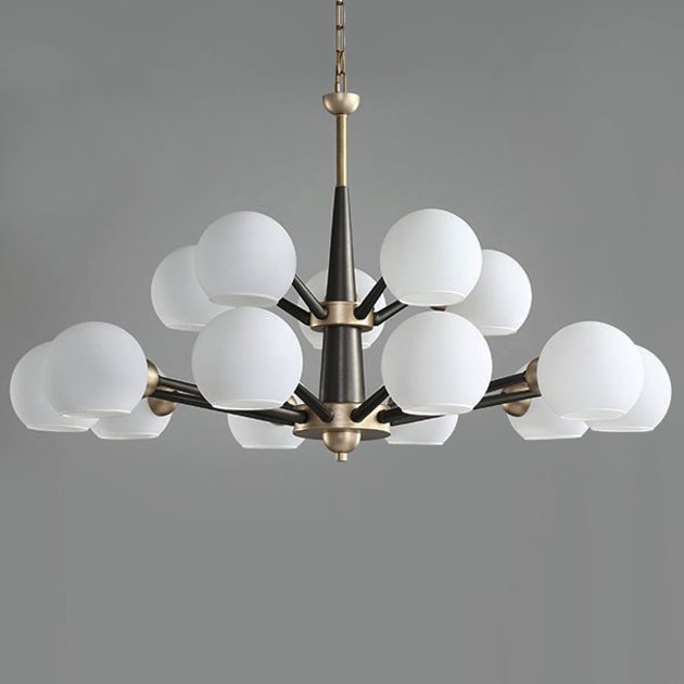Люстра Thalia chandelier White glass 15 Золотой Белый Черный Люстра Thalia chandelier White glass 15 Золотой Белый Черный в Рязани | Loft Concept