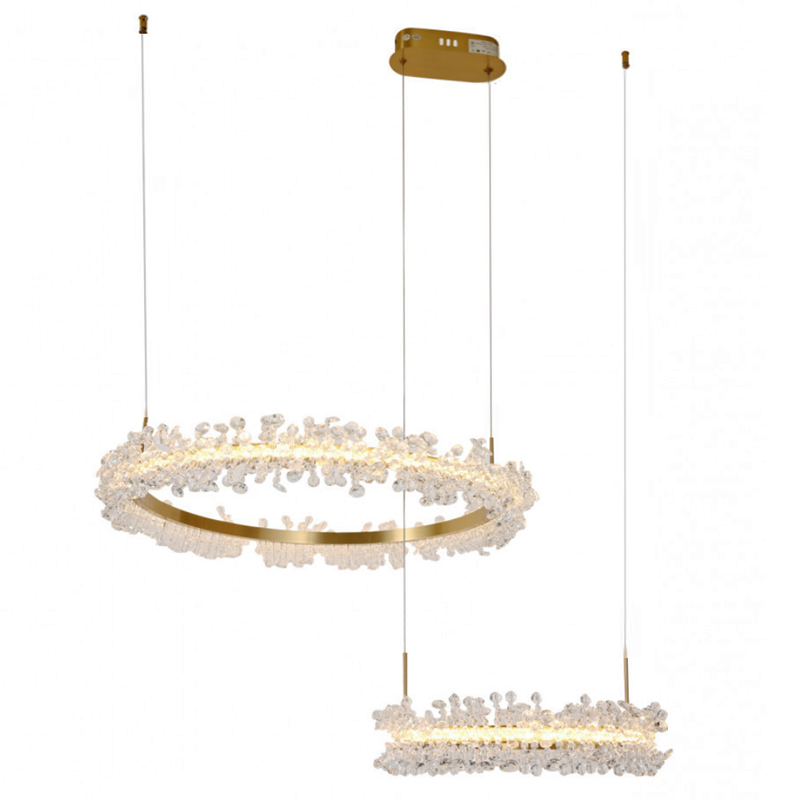 Люстра Crystal round chandelier 2 кольца Латунь Прозрачный Латунь Люстра Crystal round chandelier 2 кольца Латунь Прозрачный Латунь в Рязани | Loft Concept
