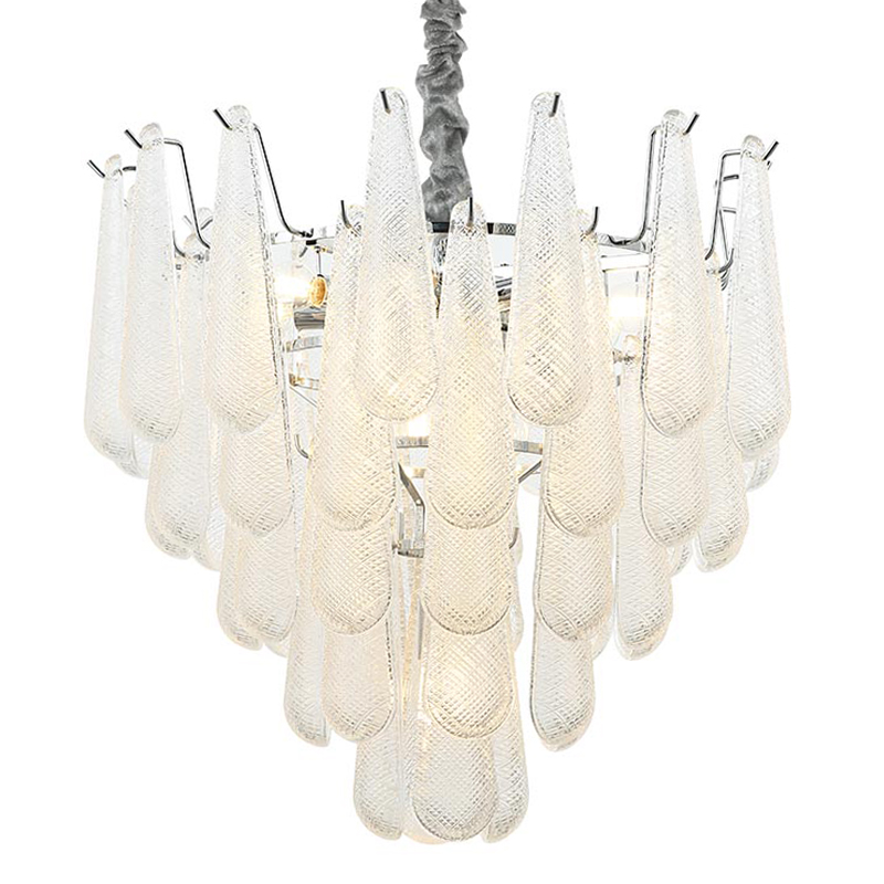 Люстра Textured Glass Drops Chandelier 13 Хром Белый Люстра Textured Glass Drops Chandelier 13 Хром Белый в Рязани | Loft Concept