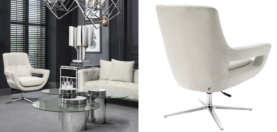 Кресло Eichholtz Swivel Chair Flavio Pebble Grey Кресло Eichholtz Swivel Chair Flavio Pebble Grey - Loft-Concept в Рязани