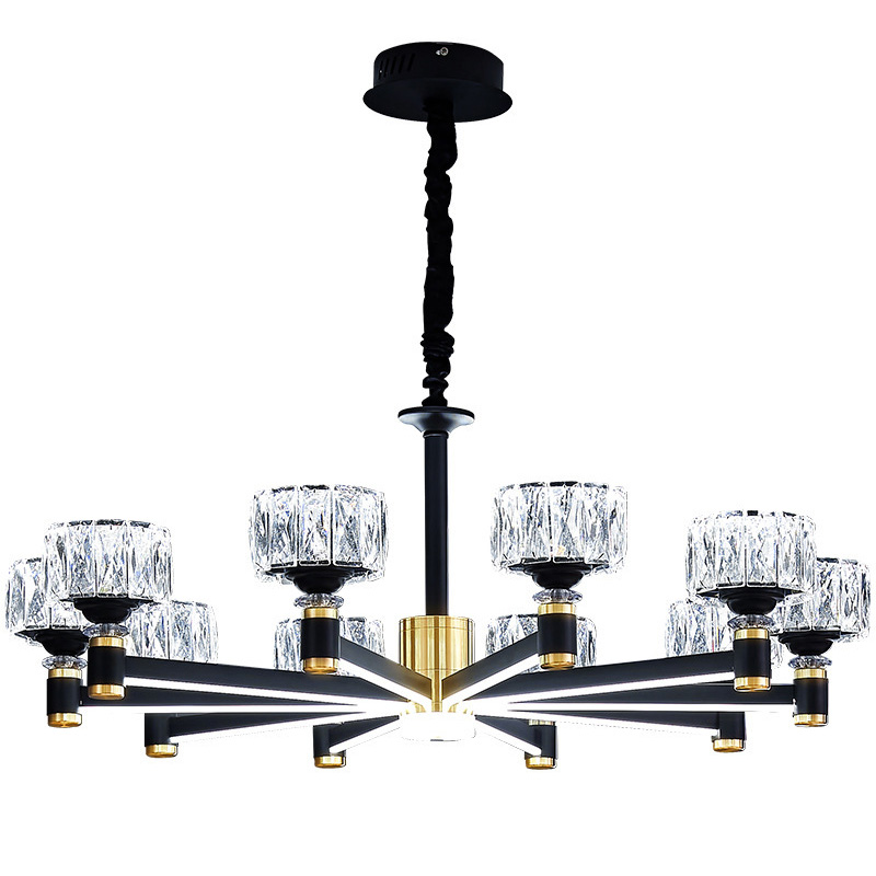 Дизайнерская Люстра 10 хрустальных плафонов Crystal Shades Chandelier Черный Дизайнерская Люстра 10 хрустальных плафонов Crystal Shades Chandelier Черный в Рязани | Loft Concept