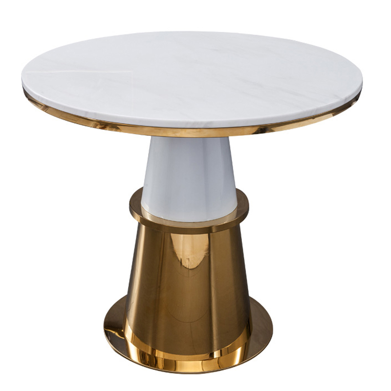 Обеденный стол Ander Table Circle Белый Латунь сатинированная Обеденный стол Ander Table Circle Белый Латунь сатинированная в Рязани | Loft Concept