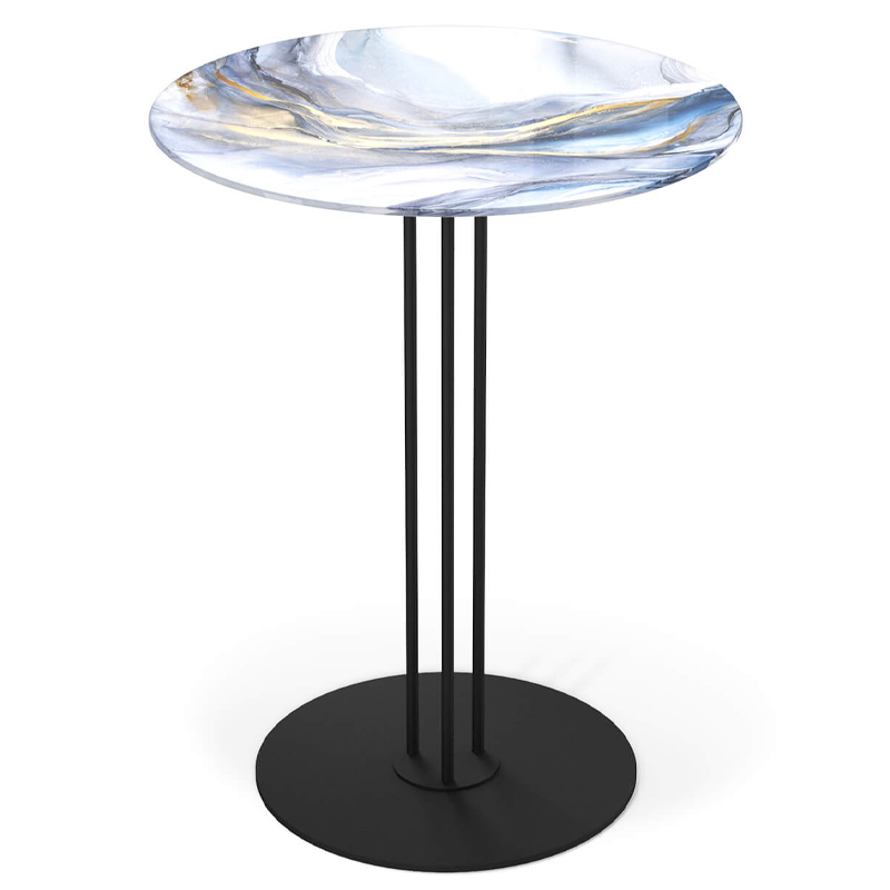 Стол журнальный с круглой бело-голубой столешницей из стекла White and Blue Marble Черный Белый Голубой Стол журнальный с круглой бело-голубой столешницей из стекла White and Blue Marble Черный Белый Голубой в Рязани | Loft Concept