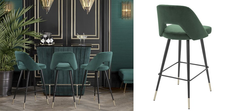 Барный стул Eichholtz Bar Stool Avorio Green Барный стул Eichholtz Bar Stool Avorio Green - Loft-Concept в Рязани