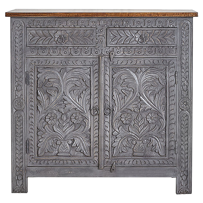 Комод Indian Antique White Furniture Chest of Drawers Ganika серый Серый Коричневый Комод Indian Antique White Furniture Chest of Drawers Ganika серый Серый Коричневый в Рязани | Loft Concept