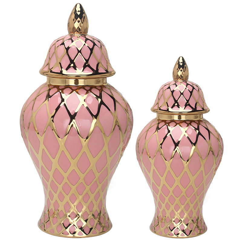 Ваза с крышкой Gold Ornament Pink Vase Розовый Золотой Ваза с крышкой Gold Ornament Pink Vase Розовый Золотой в Рязани | Loft Concept