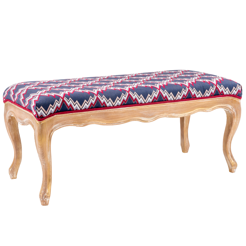 Банкетка Ikat Pattern с золотой патиной Золотой Синий Мульти Банкетка Ikat Pattern с золотой патиной Золотой Синий Мульти в Рязани | Loft Concept