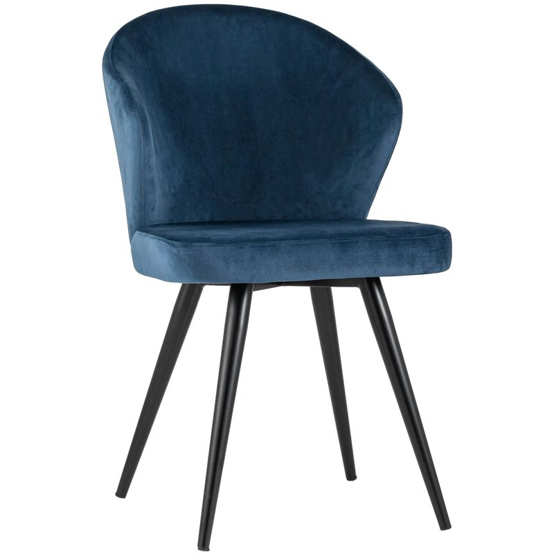 Стул Синий Бархат Volante Chair Синий Черный Стул Синий Бархат Volante Chair Синий Черный в Рязани | Loft Concept