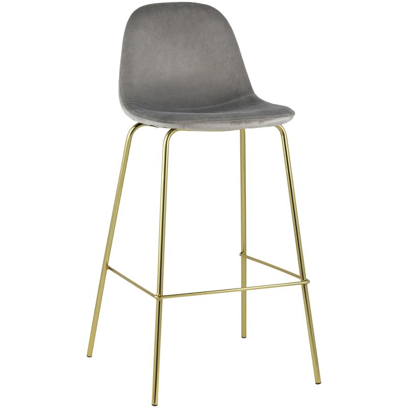 Барный Стул Archie Chair Серый Велюр Серый Золотой Барный Стул Archie Chair Серый Велюр Серый Золотой в Рязани | Loft Concept