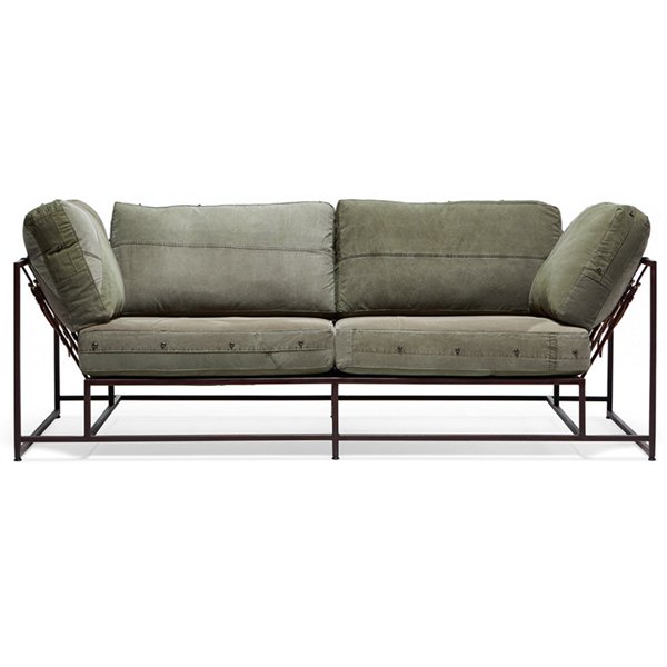 Двухместный диван Olive Military Two Seat Sofa Оливковый Двухместный диван Olive Military Two Seat Sofa Оливковый в Рязани | Loft Concept