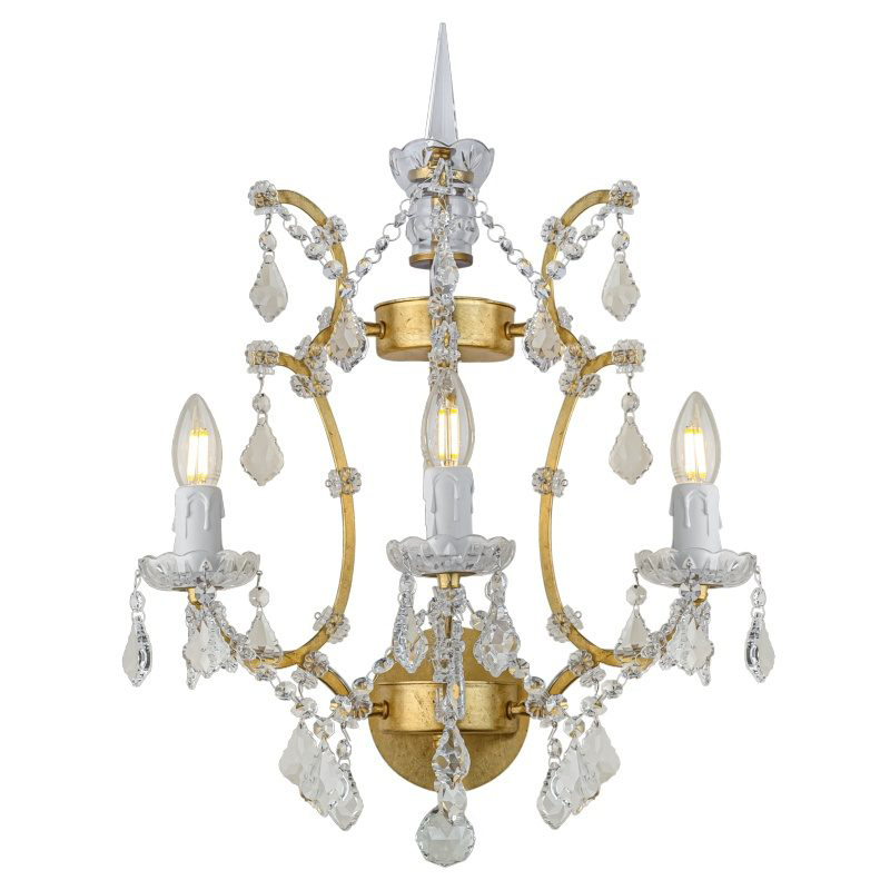 Бра 19th c. Rococo IRON & CLEAR CRYSTAL Gold Wall Lamp Золотой Прозрачное Стекло Бра 19th c. Rococo IRON & CLEAR CRYSTAL Gold Wall Lamp Золотой Прозрачное Стекло в Рязани | Loft Concept