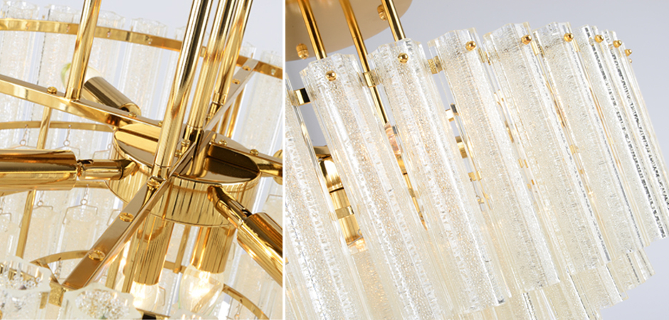 Люстра потолочная на штанге Textured Glass Chandelier Люстра потолочная на штанге Textured Glass Chandelier - Loft-Concept в Рязани