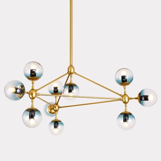Люстра Modo Chandelier Globes Blue Ambre Gold Золотой Люстра Modo Chandelier Globes Blue Ambre Gold Золотой в Рязани | Loft Concept