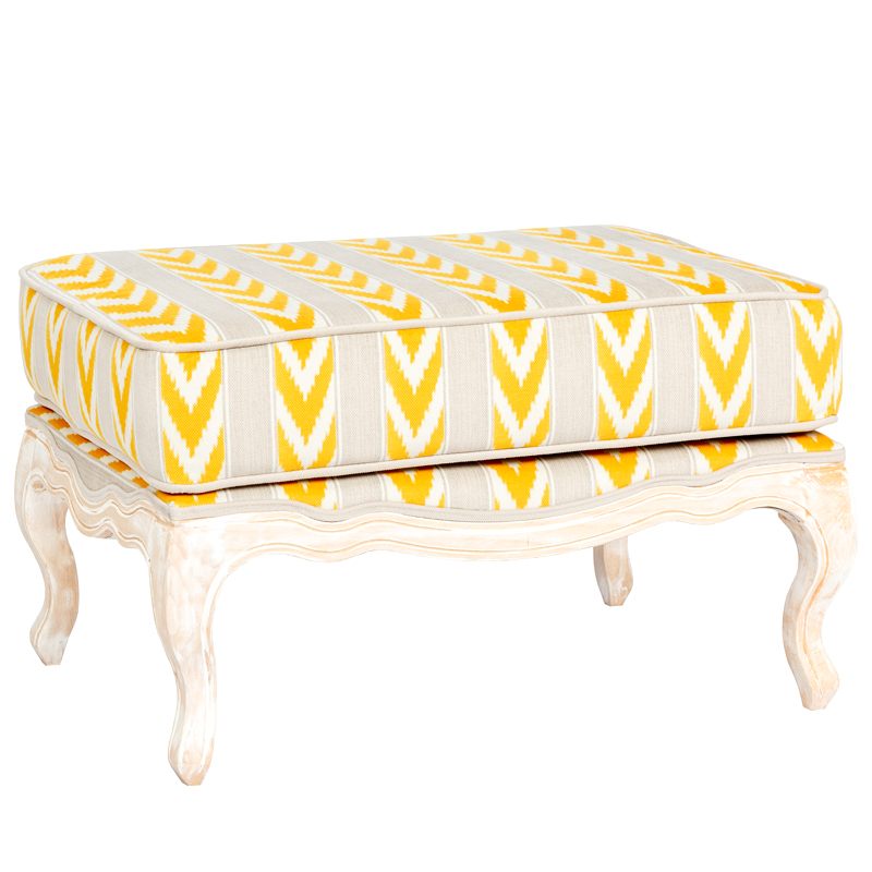 Пуф Ikat Pattern с желтым узором Белый Желтый Бежевый Пуф Ikat Pattern с желтым узором Белый Желтый Бежевый в Рязани | Loft Concept