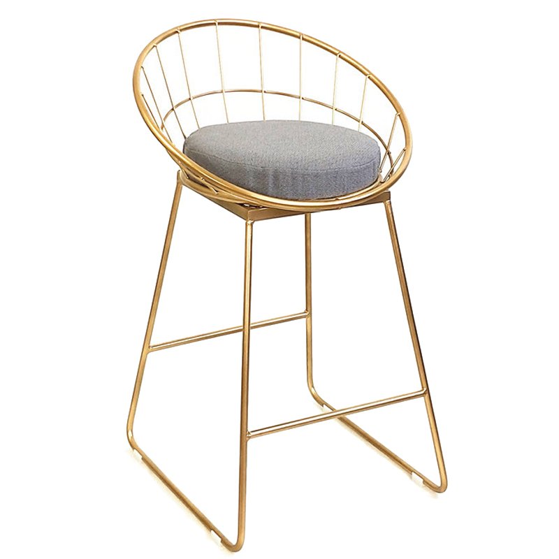 Барный стул Iron bar chair Golden Глянцевое золото Серый Барный стул Iron bar chair Golden Глянцевое золото Серый в Рязани | Loft Concept