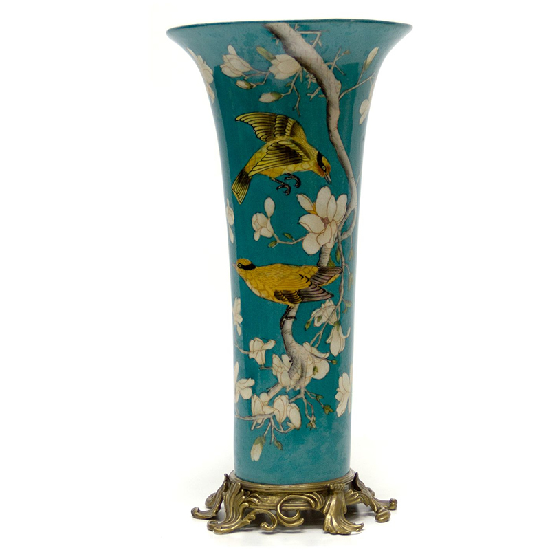 Ваза Blue Vase Birds Бронза Синий Желтый Белый Ваза Blue Vase Birds Бронза Синий Желтый Белый в Рязани | Loft Concept