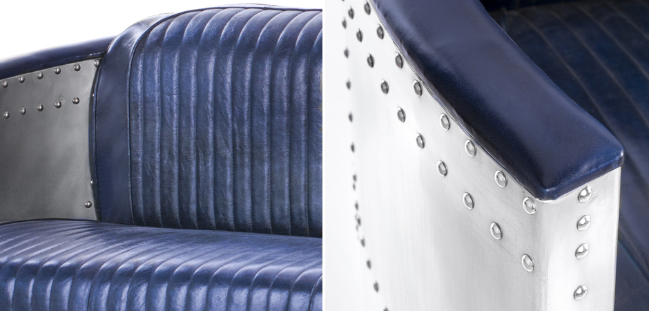 Диван Авиатор Sofa 2 seat синяя кожа Диван Авиатор Sofa 2 seat синяя кожа - Loft-Concept в Рязани
