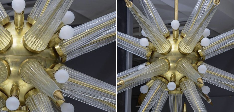 Люстра Brass Sputnik Chandelier with Murano Glass Spikes Люстра Brass Sputnik Chandelier with Murano Glass Spikes - Loft-Concept в Рязани