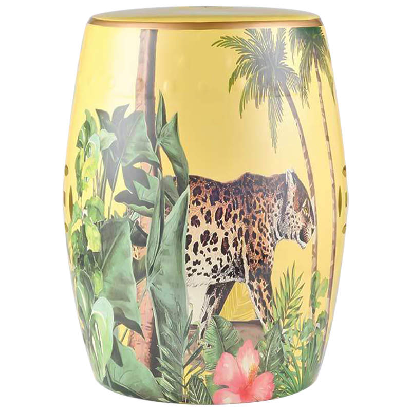 Керамический табурет Leopard Tropical Animal Ceramic Stool Yellow Желтый Коричневый Зеленый Керамический табурет Leopard Tropical Animal Ceramic Stool Yellow Желтый Коричневый Зеленый в Рязани | Loft Concept