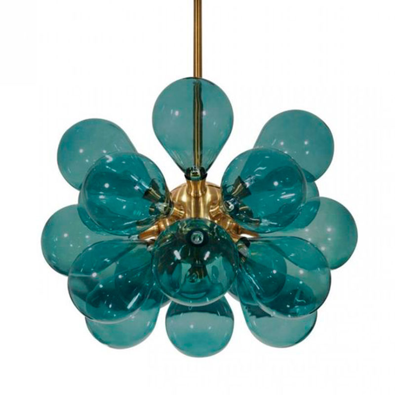 Люстра Simonet Chandelier Blue 55 см Голубой Золотой Люстра Simonet Chandelier Blue 55 см Голубой Золотой в Рязани | Loft Concept