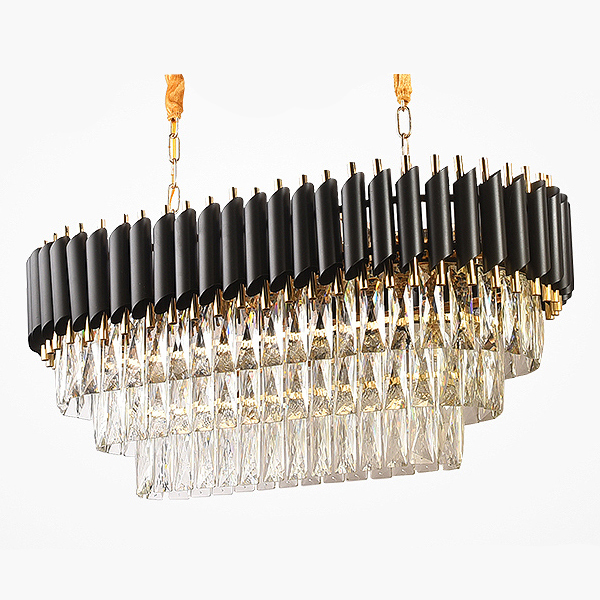 Люстра Empire Black Rectangular Chandelier Crystal Черный Золотой Прозрачный в Рязани | Loft Concept 