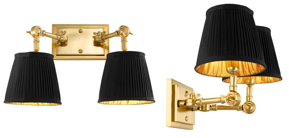 Бра Wall Lamp Wentworth Double Gold+Black Бра Wall Lamp Wentworth Double Gold+Black - Loft-Concept в Рязани