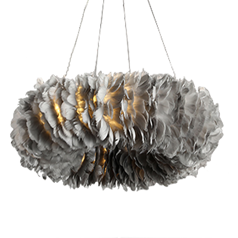 Люстра Кольцо из перьев Plumage Grey Серый Люстра Кольцо из перьев Plumage Grey Серый в Рязани | Loft Concept