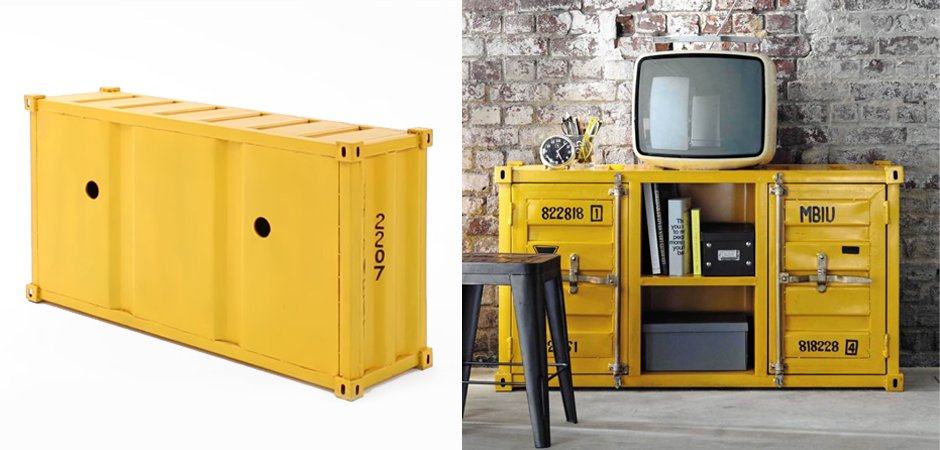 ТВ тумба морской контейнер Loft TV container yellow ТВ тумба морской контейнер Loft TV container yellow - Loft-Concept в Рязани