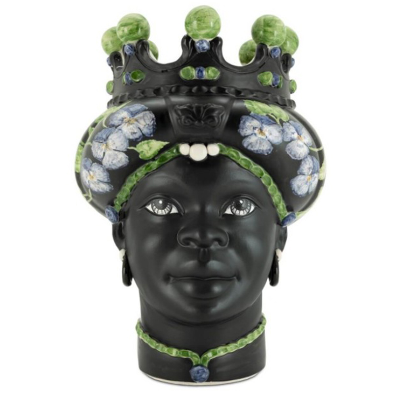 Ваза VASE MORO LADY CROWN VIOLET Черный Зеленый Фиолетовый Ваза VASE MORO LADY CROWN VIOLET Черный Зеленый Фиолетовый в Рязани | Loft Concept