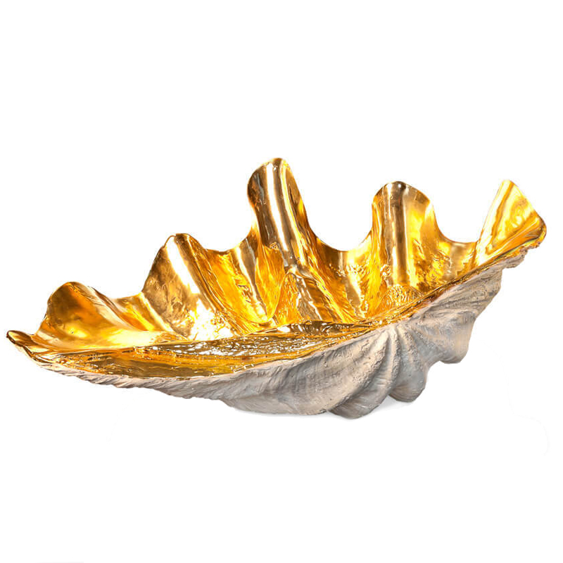 Статуэтка CONCHIGLIA TRIDACNE RESIN Светло-серый Глянцевое золото Статуэтка CONCHIGLIA TRIDACNE RESIN Светло-серый Глянцевое золото в Рязани | Loft Concept