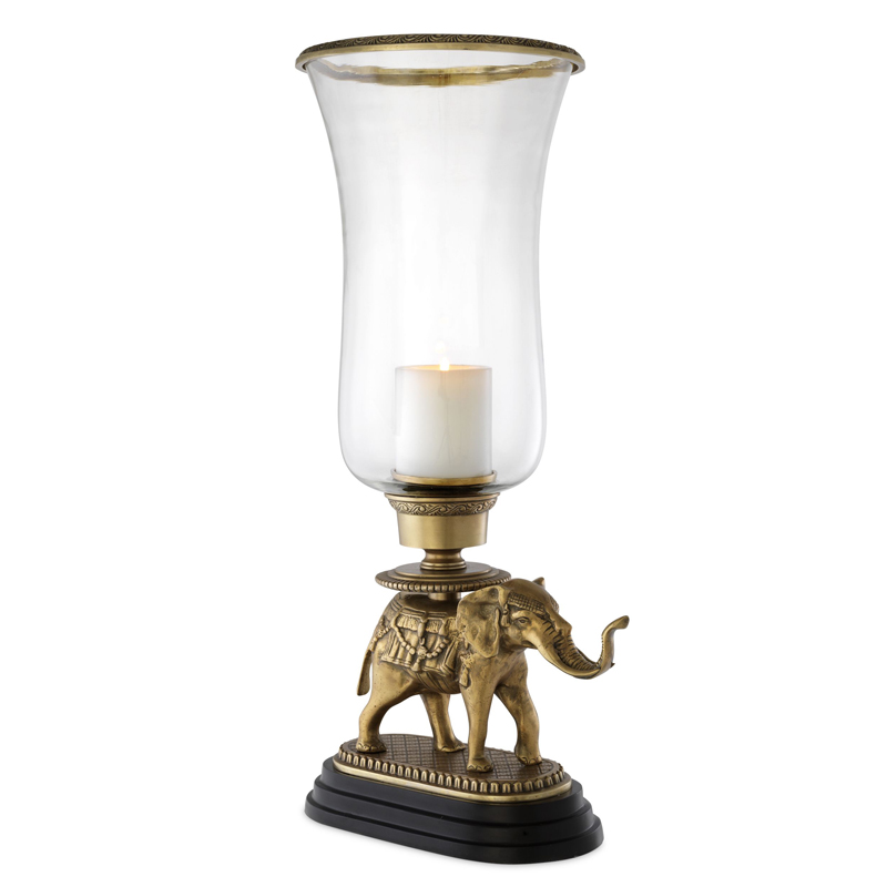 Подсвечник Eichholtz Hurricane Elephant Винтажная латунь Черный Прозрачный Подсвечник Eichholtz Hurricane Elephant Винтажная латунь Черный Прозрачный в Рязани | Loft Concept